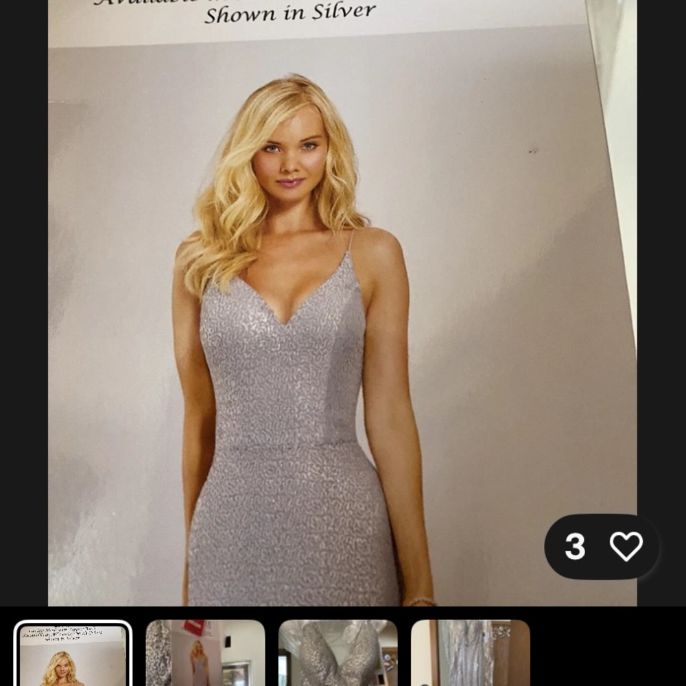 Mori Lee Silver Sleeveless Sweetheart Prom Gown